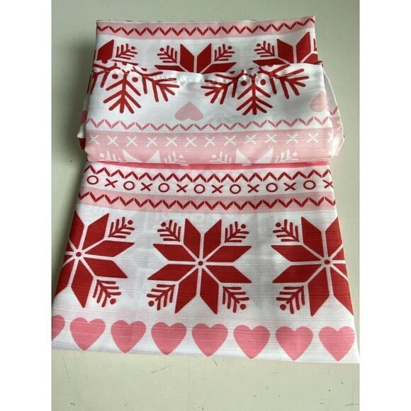 Betsey Johnson Pink Fair Isle Christmas Tree Snowflakes Fabric Shower Curtain - Picture 6 of 13